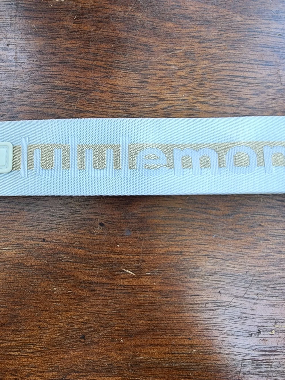 Lululemon Never Lost Keychain Metallic Wordmark Blue Gold NWOT